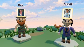 Two nearby avatars with large photos of Lionel Messi and Tom Cruise.